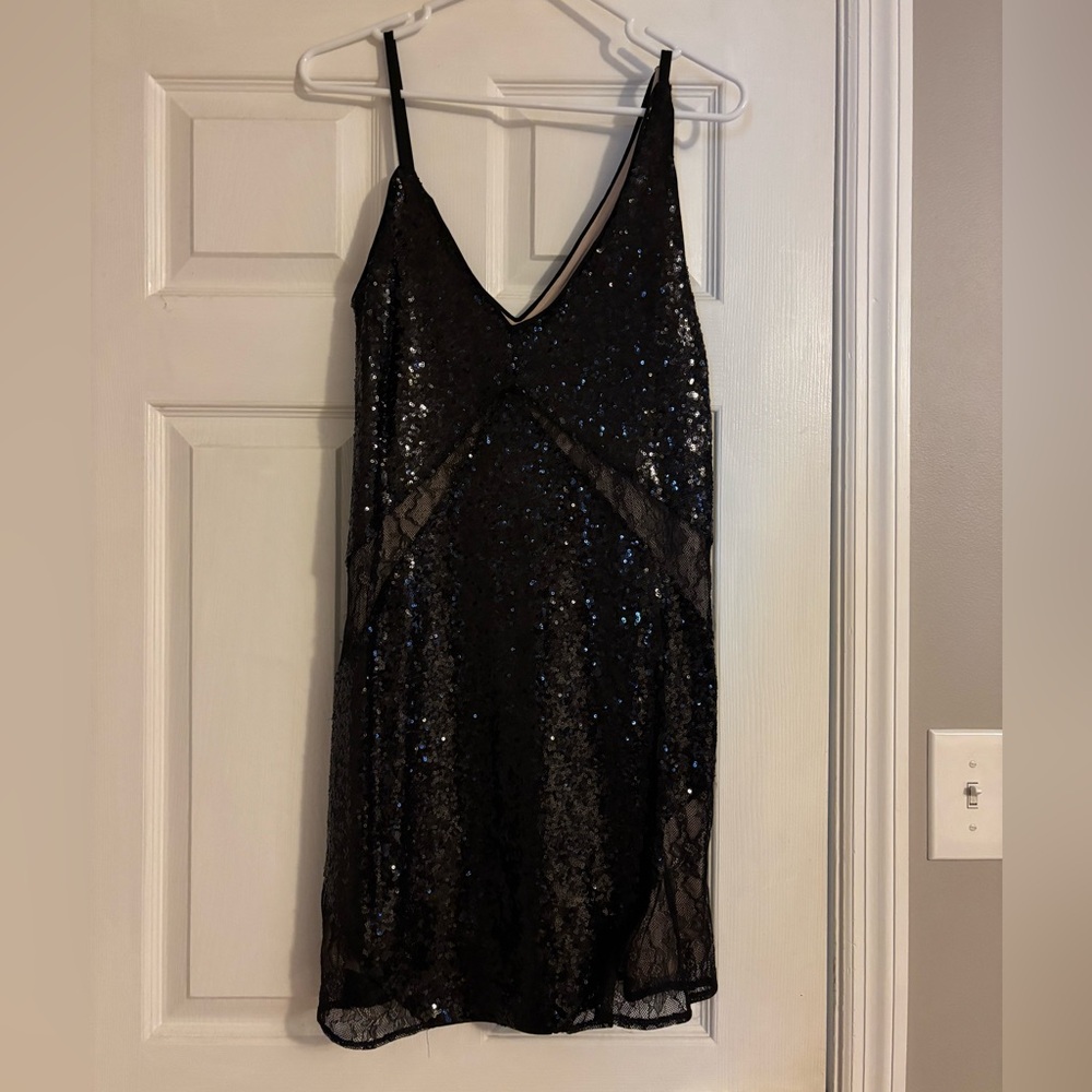 Sequin and lace mini dress